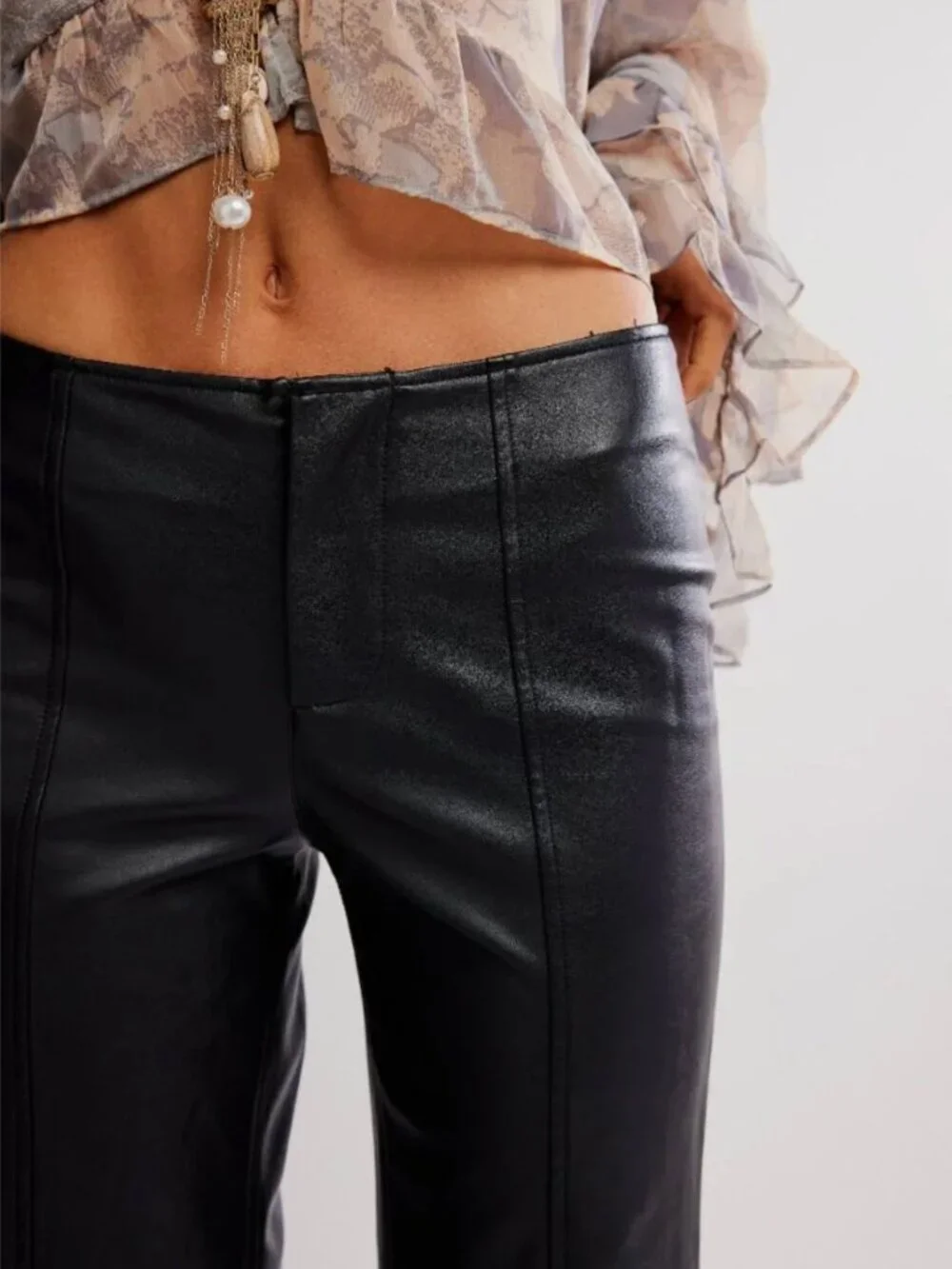 FREE PEOPLE NWT Glow Up Vegan Pants / Black